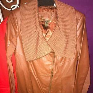 Iman Women's Genuine Leather Zip Up Jacket